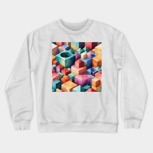 Watercolor Geometric Crewneck Sweatshirt by justrachna